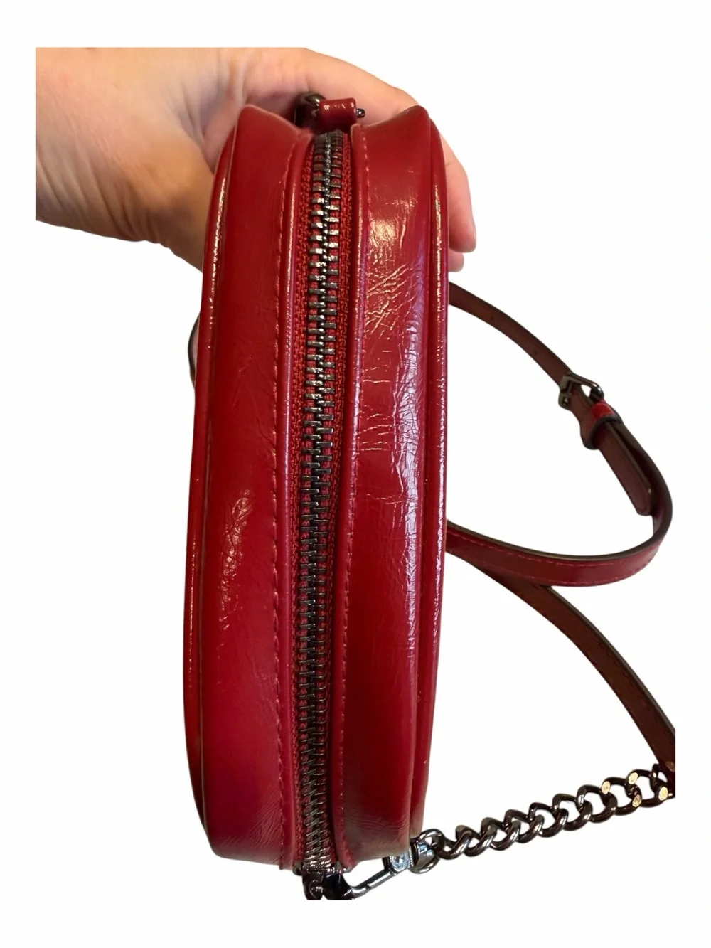 DKNY Red Leather Mini Camera Crossbody Bag